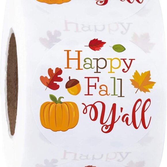 Other - Happy Fall Y'all Stickers - Pumpkin Design for Holiday/Party Decoration and Gift